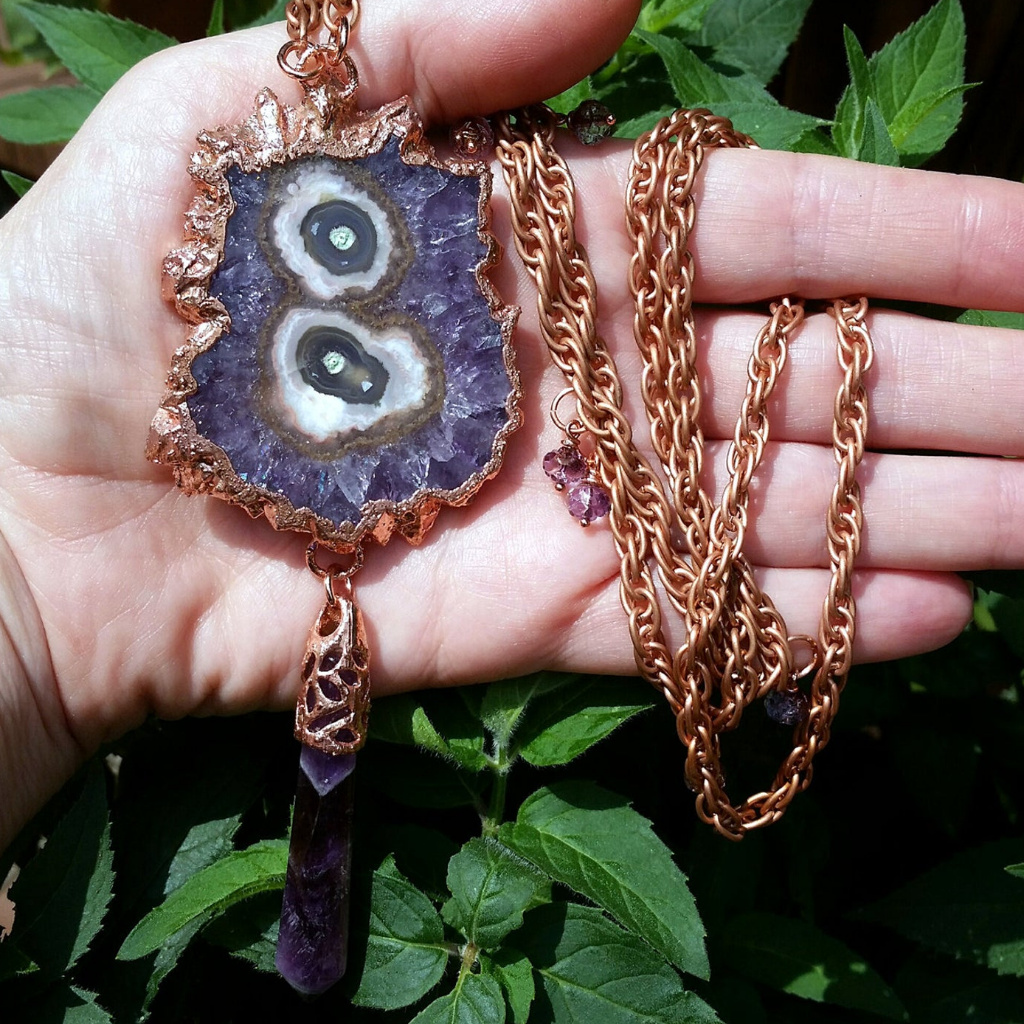 Uruguay Amethyst Stalactite Slice Necklace